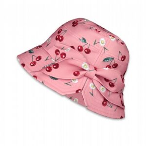 Chapeau Daisy Cherry pour enfants avec motifs cerises et marguerites, inspiré du style rétro rockabilly.