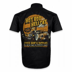 Dos de la chemise Hotrod Hellcat avec grand imprimé "In God We Trust".