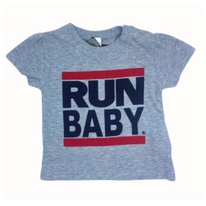 Tee-shirt girly Run Baby gris chiné avec logo inspiré de RUN DMC.