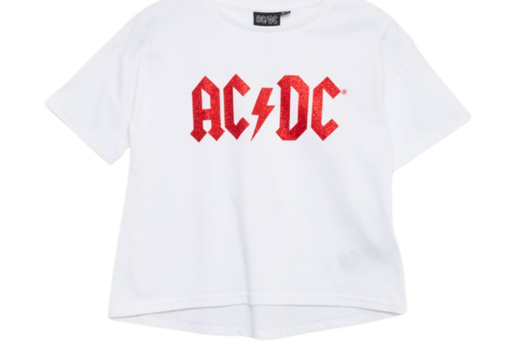 T-shirt enfant AC/DC, vue avant avec logo AC/DC emblématique.